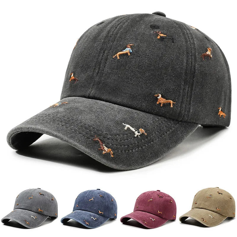New puppy retro spring and autumn fashion washed Auteng soft top baseball cap, street worn new duckbill hat with embroidery