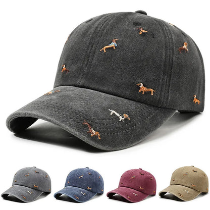 New puppy retro spring and autumn fashion washed Auteng soft top baseball cap, street worn new duckbill hat with embroidery
