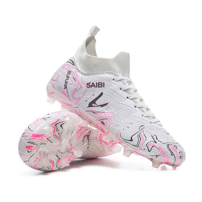 Chaussures de football montantes 2026 avec crampons FG longs et crampons TF, adaptées aux hommes et aux femmes, respirantes et antidérapantes