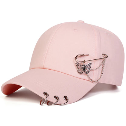 Unisex Butterfly Iron Ring Baseball Caps Spring Autumn Outdoor Adjustable Casual Hats Sunscreen Hat Sports Cap