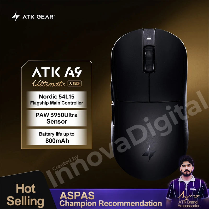 Bezprzewodowa mysz gamingowa ATK Dragonfly A9 Ultimate A9 Air PAW3950 ultralekka ergonomiczna mysz e-sportowa FPS dla graczy CSGO A9 Ultra