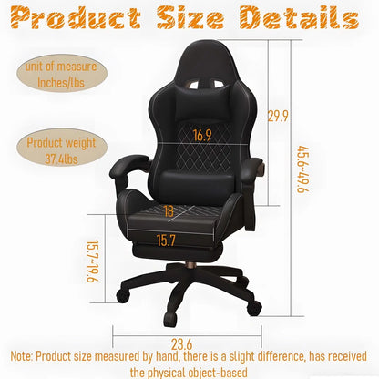 Hestora PU Leather Big and Tall Gaming Chair Ergonomic High Back Computer Chair with Footrest Massage Lumbar Support for Adults