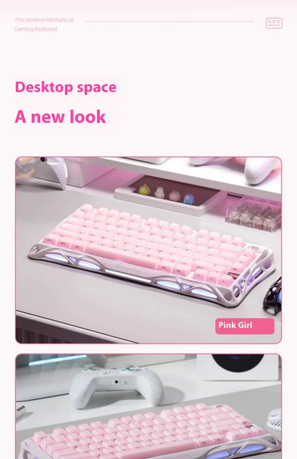 Mercury K1 Grava Star Breaking 75 RGB Mechanical Keyboard Gaming Bluetooth 2.4G Wired RGB Hotswap Gamer Non-contact Keyboard