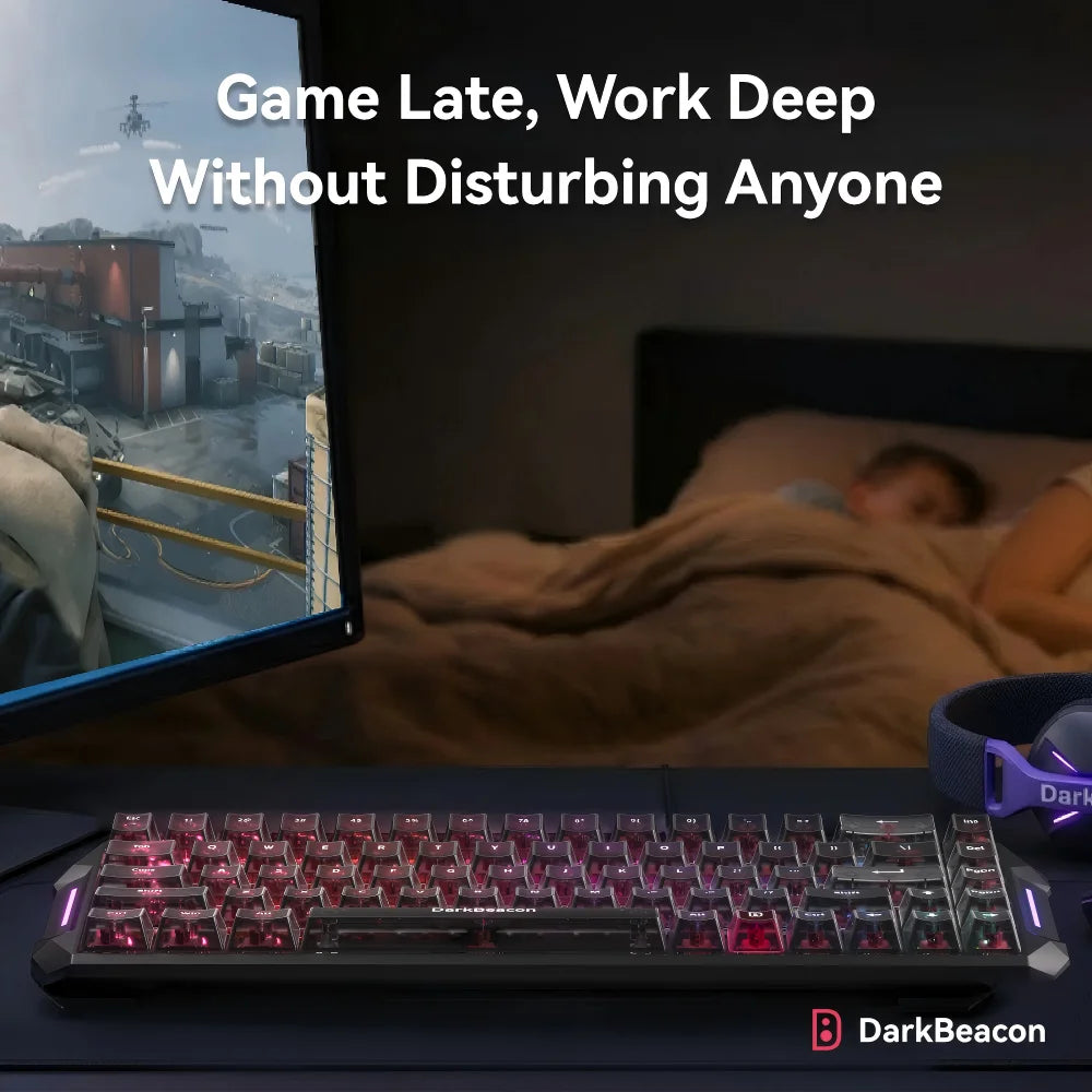 DarkBeacon Blade 68 RGB Silent Mechanical Gaming Keyboard Hot Swappable Wired N-Key Rollover 65% Compact Keyboard for PC Gamer