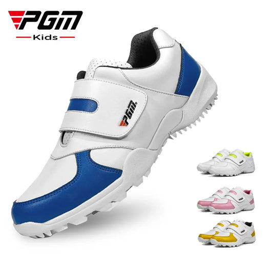 PGM Scarpe da golf per bambini e bambine, scarpe da ginnastica antiscivolo in pelle per l'outdoor, scarpe sportive per bambini XZ054