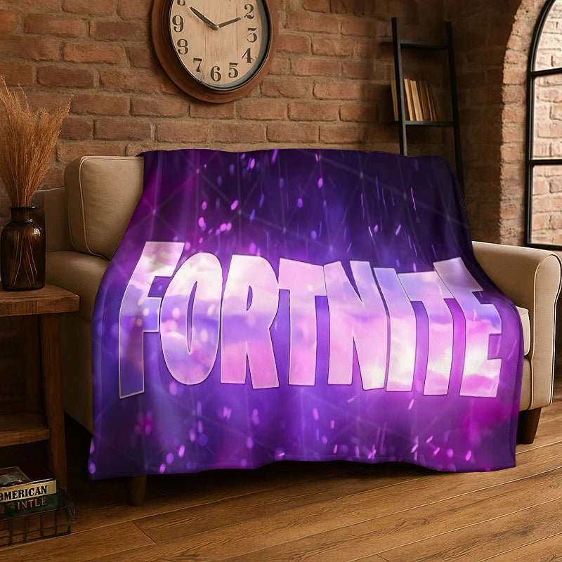 Cartoon F-Fortnite Game Gamer Flannel Blanket Soft Warm Throw Blanket for Bedroom Living Room Bed Travel Camping Picnic Gift