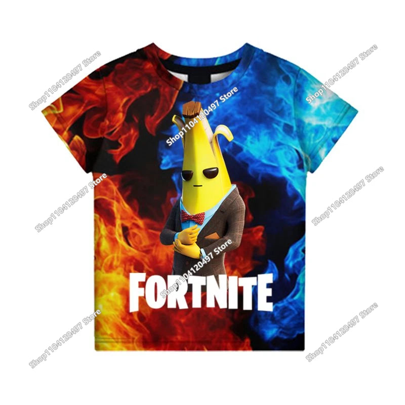 T-shirts Fortnite Anime para Menina, T-shirt Branca para Rapaz, T-shirts Cartoon para Bebé, Camisolas de Verão com Estampado Fofo, Tops de Disfarce