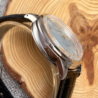 Tandorio 40mm Japanese NH35 Automatic 200M Diving Watch Men Beige Dial Bubble Sapphire Polished Case Glass Back Screw Crown