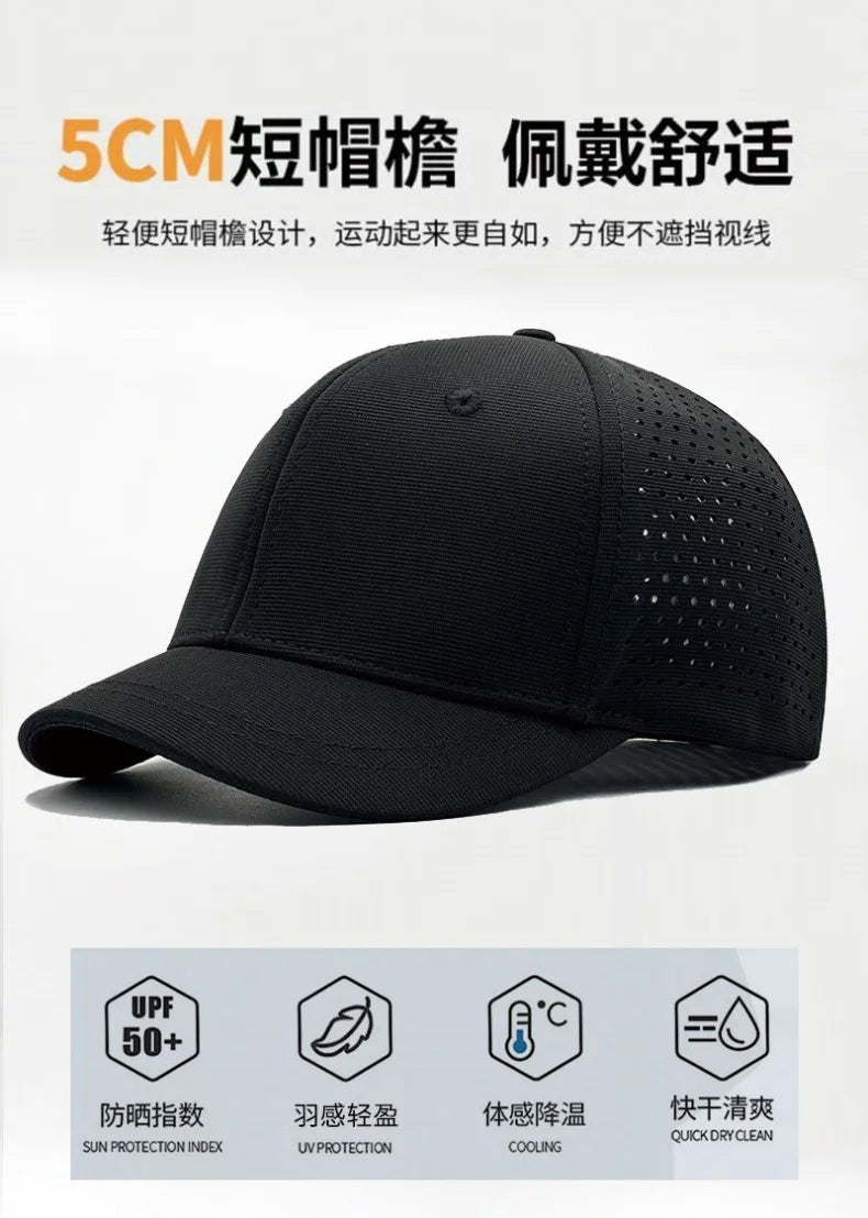Brand Oohmy 5cm Short Brim Baseball Caps Big Head and Small Head for Men Women Mesh Back Trucker Hat Short BillQuick Dry