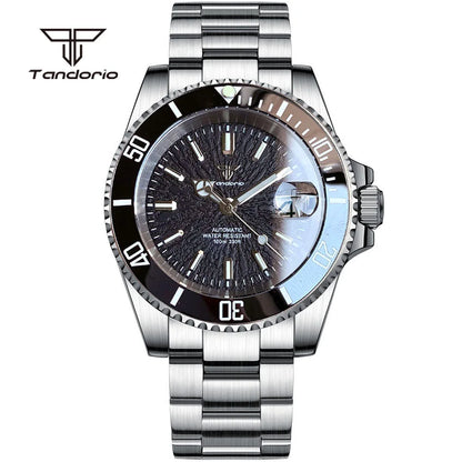Tandorio Fashion 40mm Sapphire Automatic Japan NH35 Men Watch Texture Dial Miyota 8215 Mechanical Wristwatch Date Glide Clasp