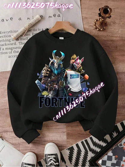 Sweatshirt pullover FORTNITED de manga comprida para criança, estilo streetwear para menina, menino e bebé, top de moda anime infantil, presente