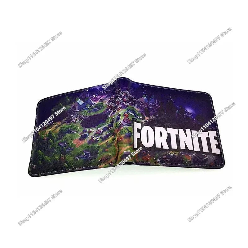 Carteras Fortnites para niños, monedero Anime Fortress Night, tarjetero de dibujos animados, bolso corto de cuero, cartera plegable de moda, regalo para niños