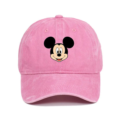 Retro Washed Mickey Mouse Print Baseball Cap Men Women Vintage Kpop Snapback Cap Adjustable Breathable Trucker Hat Sunscreen Hat