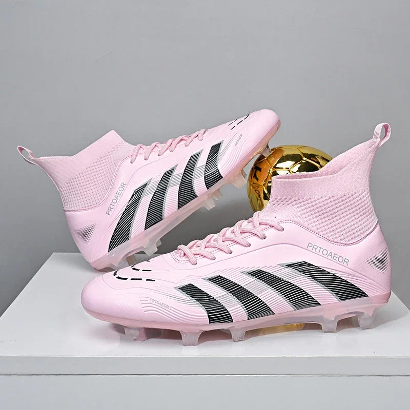 Nouvelles chaussures de football professionnelles pour hommes, crampons de football antidérapants TF/FG, baskets pour garçons, chaussures de sport confortables à la cheville, unisexes