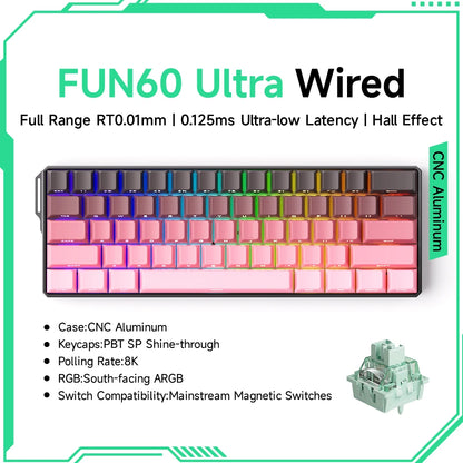 Tastiera meccanica Akko MonsGeek FUN60 con switch magnetici, tastiera gaming 60%, Rapid Trigger 0.01mm, 8K, ARGB, HE/TMR, tastiera personalizzabile