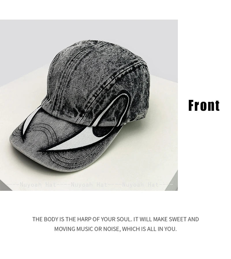 New Men Women Personal Embroidered Wing Double-edged Blade Baseball Hats Sunshade Distress Versatile Street Peaked Caps Fashion