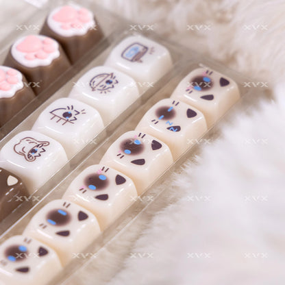 Keycaps XVX 148 Teclas Tema Gato Perfil MAO Keycap Coreana Brilhante e Fofa para Teclado 61 64 68 78 87 96 98 104 108