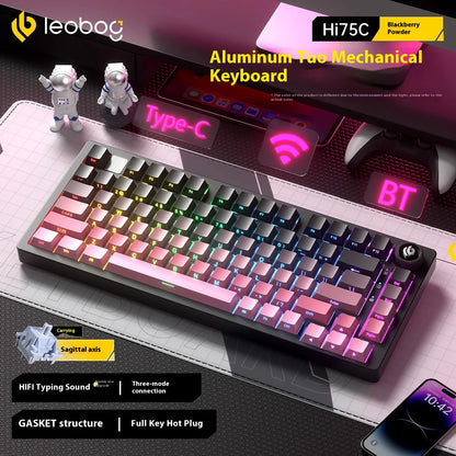 LEOBOG Hi75C Mechanical Wireless Keyboard Aluminium 3-Mode With Knob Hot Swap RGB Gasket Hi75C Gaming Keyboard Customization PC