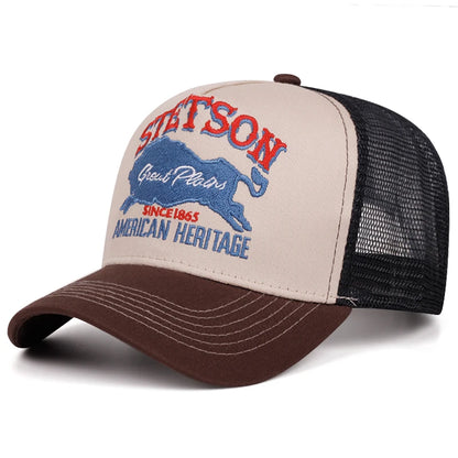 Εξατομικευμένο καπέλο «New Truck» STETSON με κόκκινη αρκούδα, από αναπνεύσιμο πλέγμα, καπέλο Street Hip Hop, για καθημερινή casual χρήση, καπέλο μπέιζμπολ με αντηλιακή προστασία
