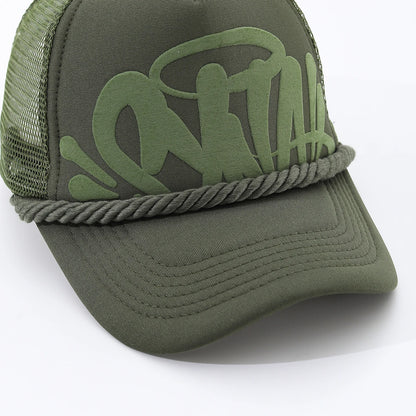 damesmode-baseballpet met letterprint voor lente en zomer, ademende mesh-pet voor buitensporten, heren-truckerpet