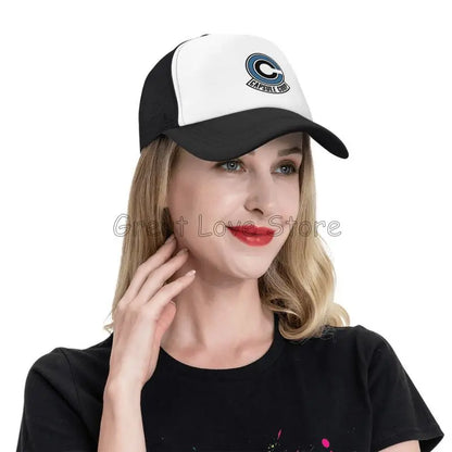 Capsule Corp Mesh Baseball Caps Unisex Hip-Hop Trucker Hat Anime DBZ Dad Hat Adjustable Racing Cap Summer Trucker Snapback Hats