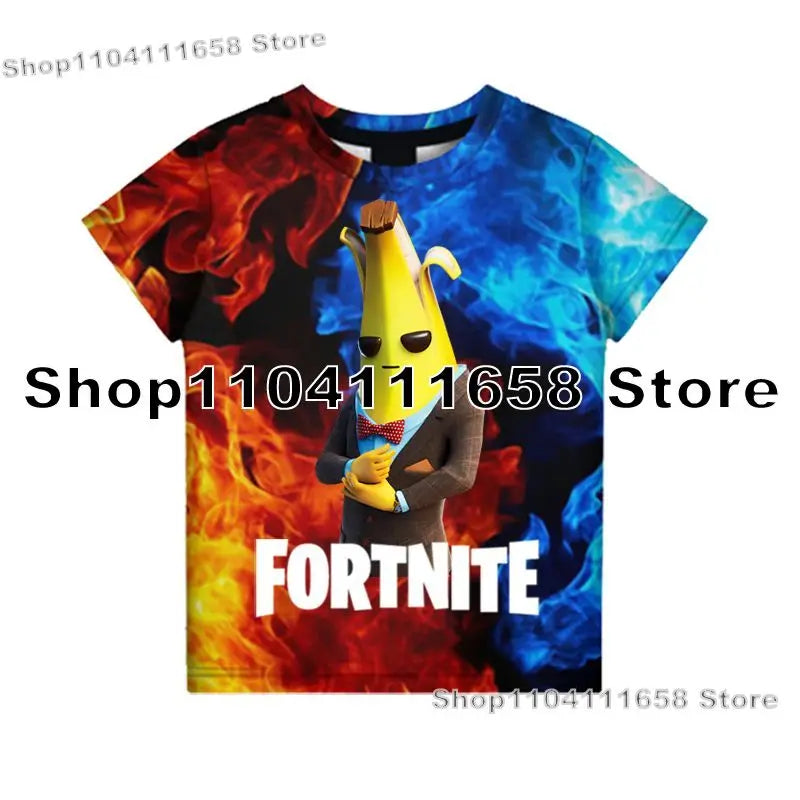 Banana Peely T-shirt Women's Tee Kids Fortnite T-Shirt 3D Printed Men's Battle Royale Game Summer Tops Birthday Gifts