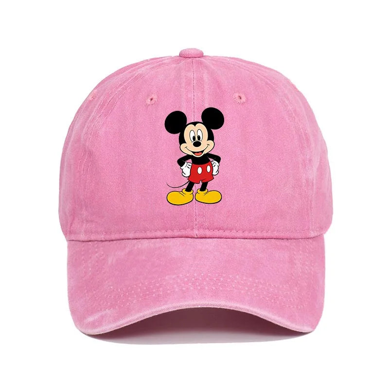 Retro Washed Mickey Mouse Print Baseball Cap Men Women Vintage Kpop Snapback Cap Adjustable Breathable Trucker Hat Sunscreen Hat