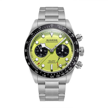Sugess Chronograph Men Watch Original ST1907 Swanneck Pilot Mechanical Wristwatches Domed Sapphire Crystal Dopamine S457 2025new