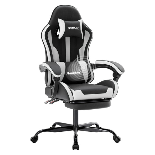 SUKIDA Ergonomic Gaming Chair with Footrest, Headrest & Lumbar Support, Adjustable Computer Chair for Office, Gaming Room and Home