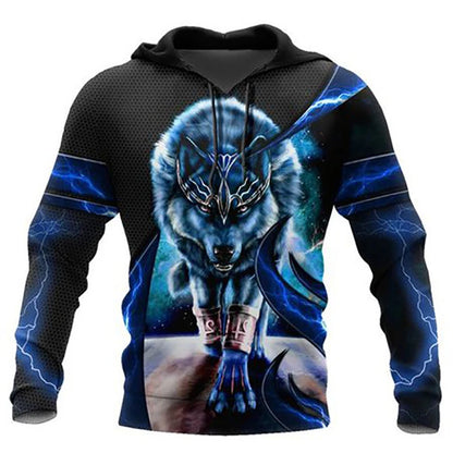 Módne jarné a jesenné mikiny s kapucňou pre mužov s motívom vlka, 3D potlač po celej ploche, unisex pulóver, ležérna bunda, streetwearový kabát, veľkosť 4XL
