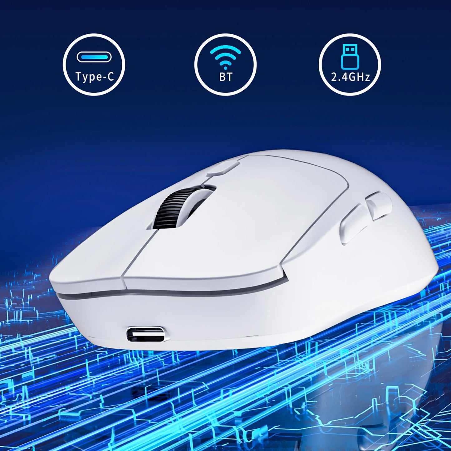 Gamingmus Bluetooth-mus uppladdningsbar gamermus PAW3395 lätt ergonomisk trådlös mus för esport