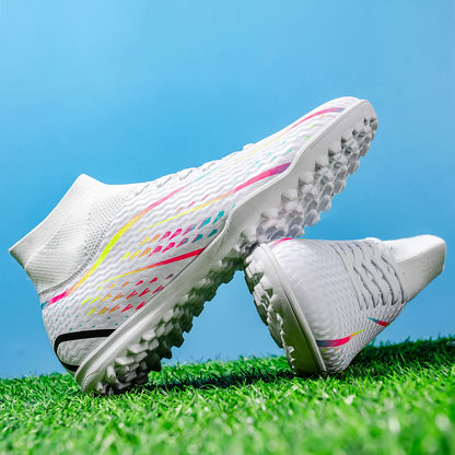 Chaussures de football TF professionnelles pour hommes, femmes et enfants, en PU + tissu respirant, semelle en caoutchouc résistante à l'usure