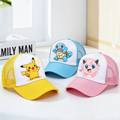 Pokemons Baseball Cap Boys Girl Pikachu Cartoon Character Hat Anime Canvas Hats Sport Outdoor Casual Sunshade Caps Birthday Gift