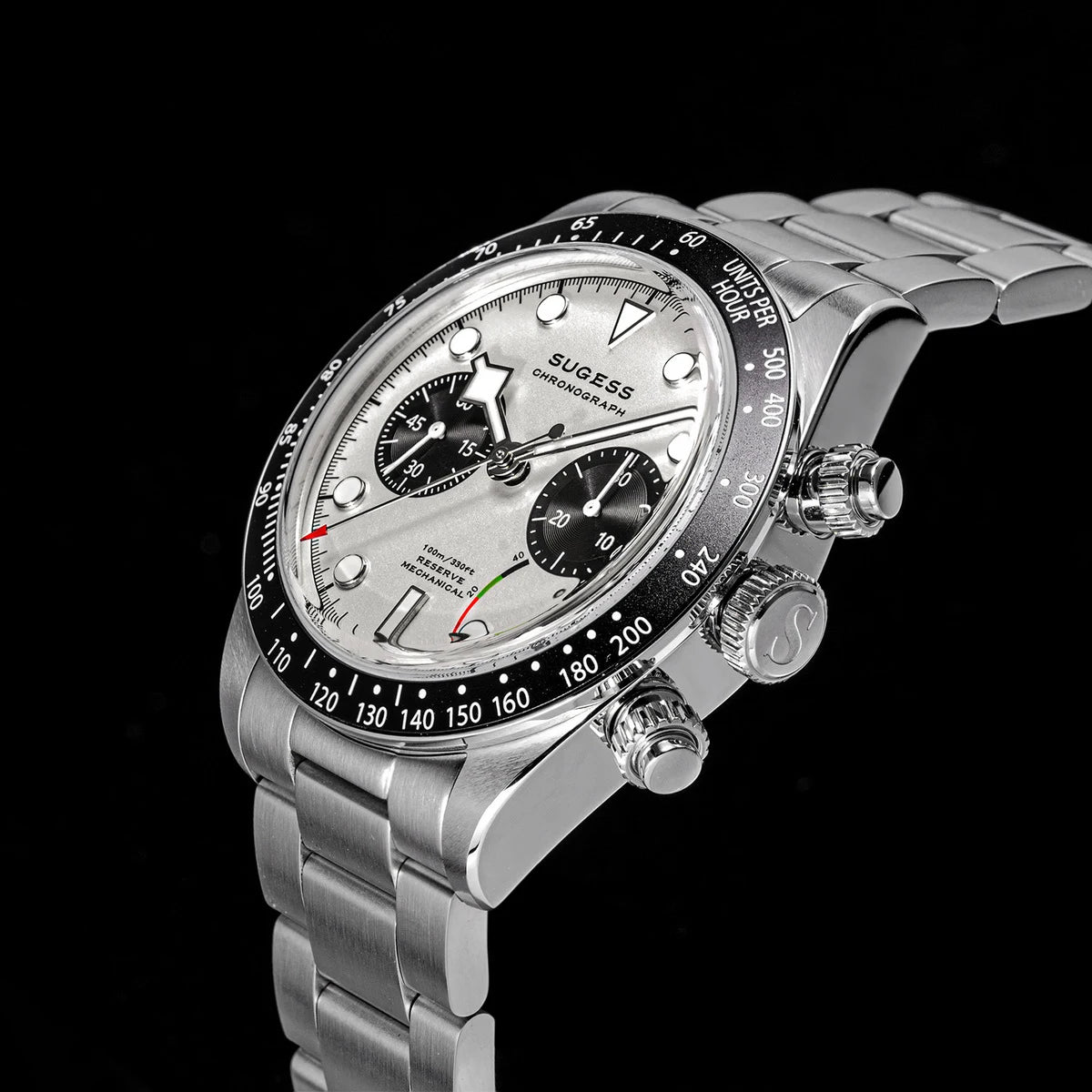 Sugess Chronograph Men Watch Original ST1907 Swanneck Pilot Mechanical Wristwatches Domed Sapphire Crystal Dopamine S457 2025new
