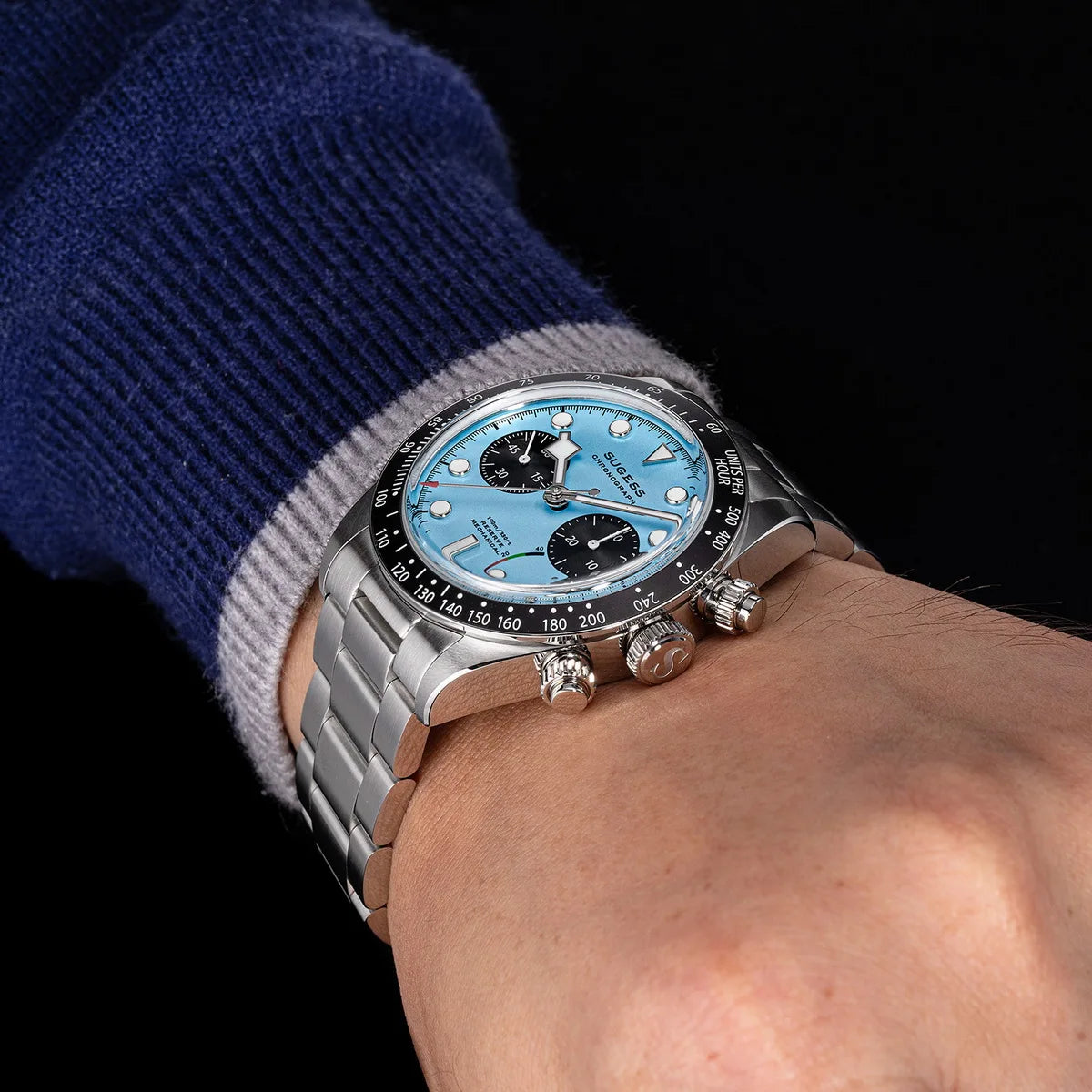 Sugess Chronograph Men Watch Original ST1907 Swanneck Pilot Mechanical Wristwatches Domed Sapphire Crystal Dopamine S457 2025new