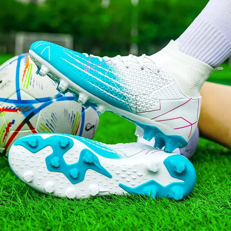 Nouvelles chaussures de Football professionnelles haut en cuir d'herbe artificielle jeunes étudiants chaussures de Football d'entraînement pour hommes et femmes sport