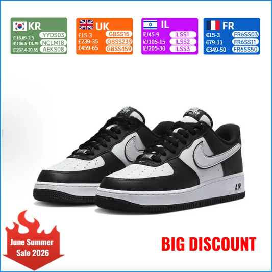 Nike Air Force 1 „Panda“ kožené volnočasové nízké tenisky unisex bílé/černé DV0788-001