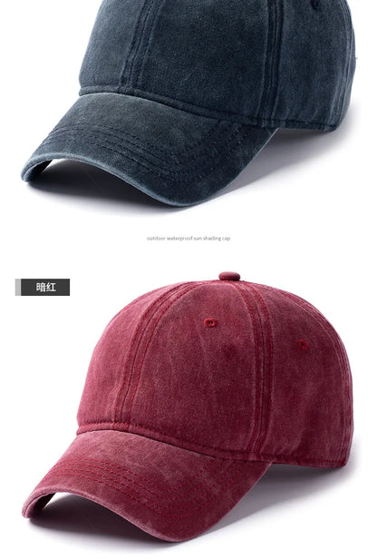 Men Women 53-56cm 56-59cm 60-63cm Vintage Unstructured Baseball Cap Washed Cotton Adjustable Cap for Big/ Small Head and Kids
