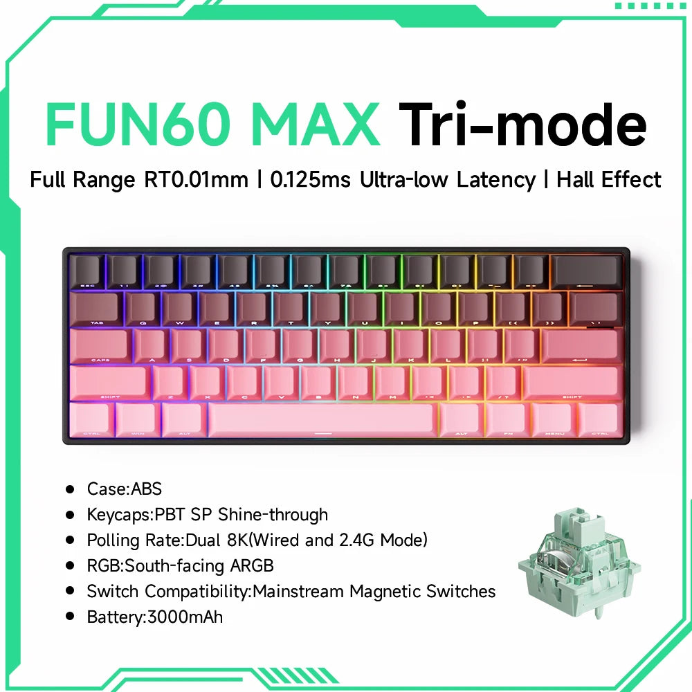 Teclado magnético Akko MonsGeek FUN68 FUN60 PRO&MAX HE 60% 65% para gaming, teclados gaming Rapid Trigger 8K, teclado personalizado para gamer e esports