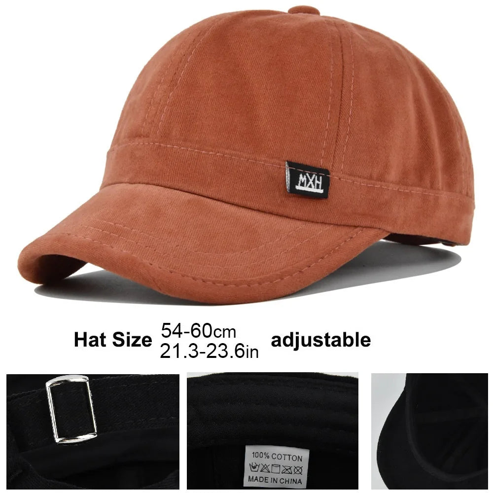 Brand Oohmy 5cm Short Brim Baseball Caps Big Head and Small Head for Men Women Mesh Back Trucker Hat Short BillQuick Dry