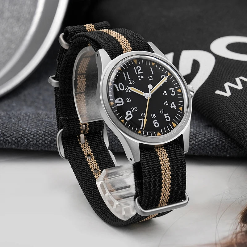 Militado ML07 Military Watch VH31 Quartz Movement Sapphire Crystal Luminous AR Coating Vintage Watches 100m Waterproof
