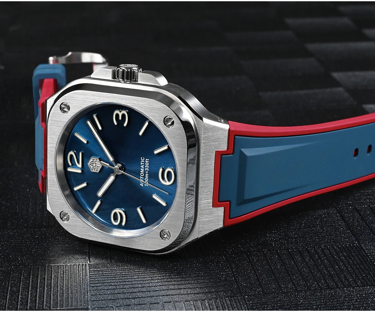 San Martin 40mm Classic Luxury Sport Watch Distinctive Square Case Stainless Steel Men Watch Automatic Mechanical 10 Bar SN0074