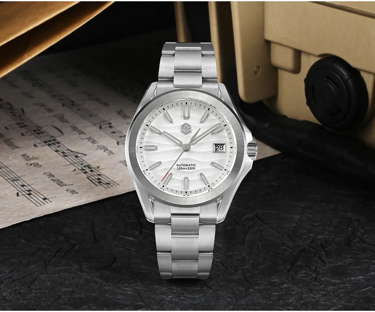 San Martin New Gada Watch 39mm Desert Texture Men Dress Watch NH35 Automatic Mechanical Sapphire Waterproof 100m Luminous SN0129