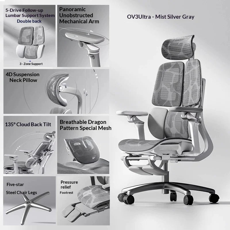 Cadeira de escritório em malha ergonómica, executiva, para computador e gaming, mobiliário moderno, giratória, com rodas e ajustável, Silla Gaming, cadeira ergonómica