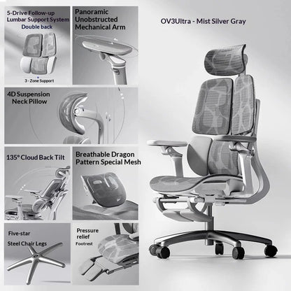 Cadeira de escritório em malha ergonómica, executiva, para computador e gaming, mobiliário moderno, giratória, com rodas e ajustável, Silla Gaming, cadeira ergonómica