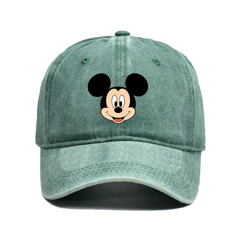 Retro Washed Mickey Mouse Print Baseball Cap Men Women Vintage Kpop Snapback Cap Adjustable Breathable Trucker Hat Sunscreen Hat
