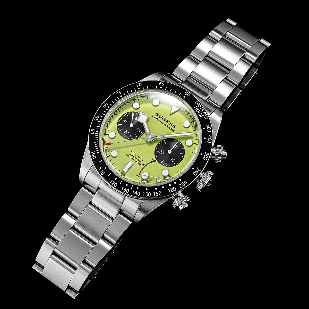 Sugess Chronograph Men Watch Original ST1907 Swanneck Pilot Mechanical Wristwatches Domed Sapphire Crystal Dopamine S457 2025new