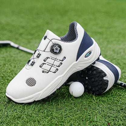 Professional Golf Shoes with Rotary Lock Buckle, Breathable, Shock-Absorbing, Non-Slip, Comfortable Support for Golf Course Swing Movements, Men's Casual Sports Shoes