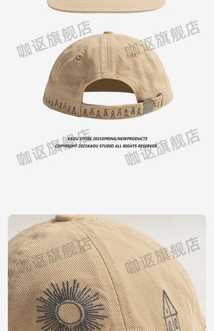 Heavy Embroidery Flat Brim Baseball Cap Niche Unisex Hip Hop Duckbill Cap Fashion Versatile