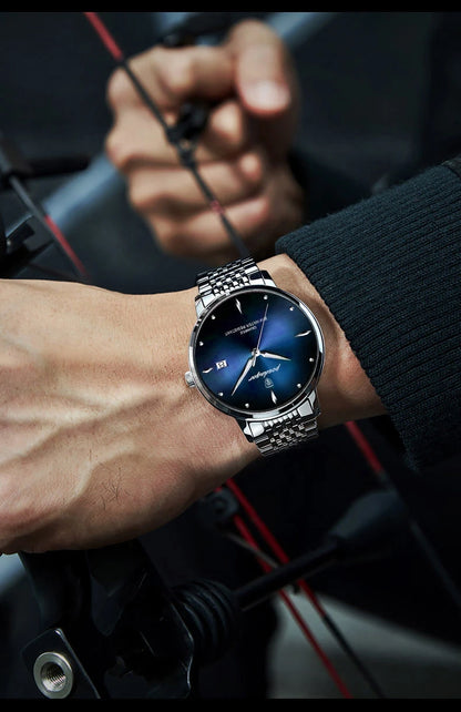 Relógio de pulso masculino POEDAGAR Business Quartz, aço inoxidável, resistente à água, data iluminada, relógio de pulso de luxo casual para homem